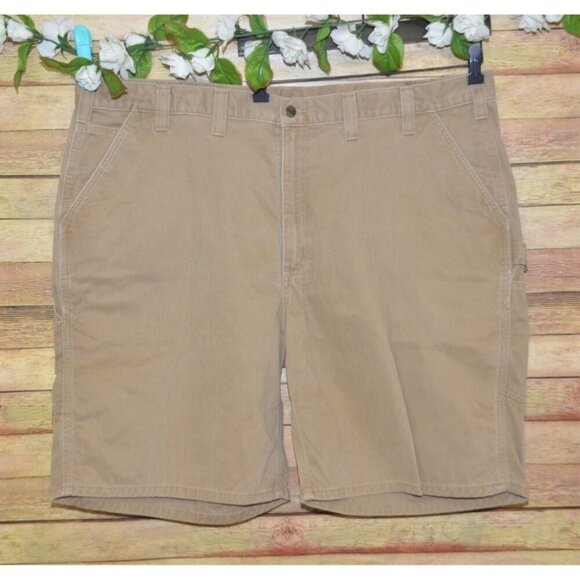 Carhartt Relaxed Fit Mens 46 Brown Khaki Cargo Shorts Utility Workwear Cotton - Picture 1 of 9